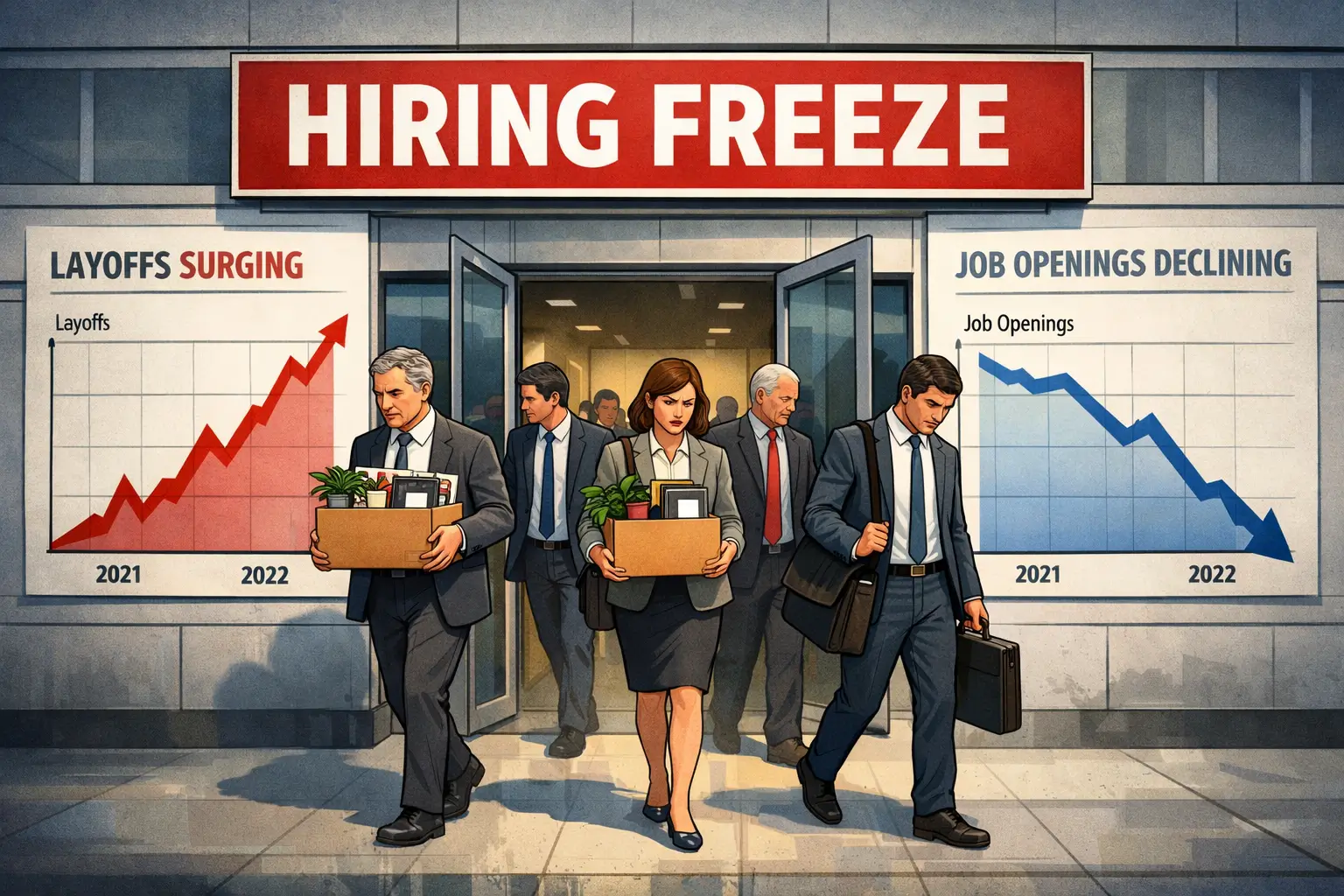 Layoffs Rise as Hiring Freezes Deepen